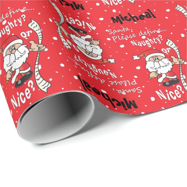 Papel De Regalo Santa Define Naughty o Nice | NAVIDADES (Esquina del rollo)