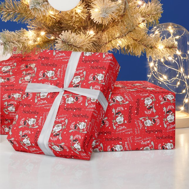 Papel De Regalo Santa Define Naughty o Nice | Navidades (Vacaciones)