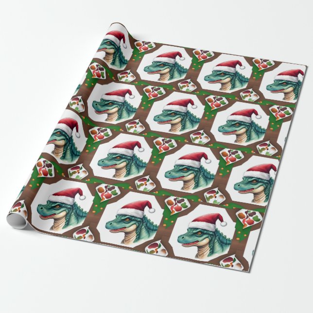 Papel De Regalo Santa Dinosauria (Desenrollado)