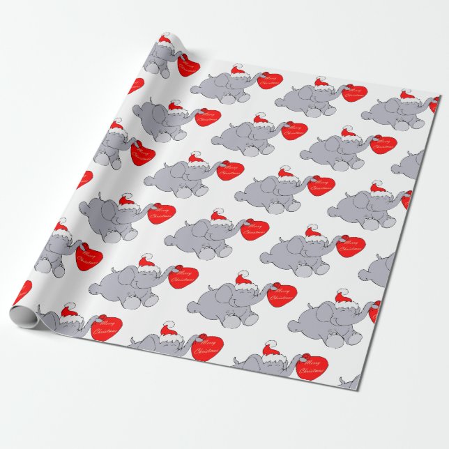 Papel De Regalo Santa Elefante de 'Feliz Navidad' (Desenrollado)