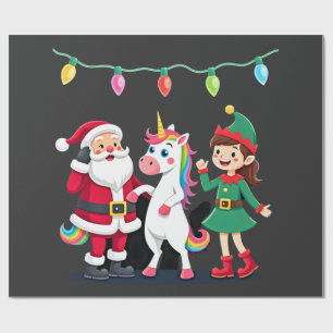 Papel De Regalo Santa Elfo Unicornio Dabbing Navidad Niños Chicos