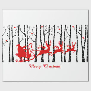 Papel De Regalo Santa en bosque del árbol de abedul