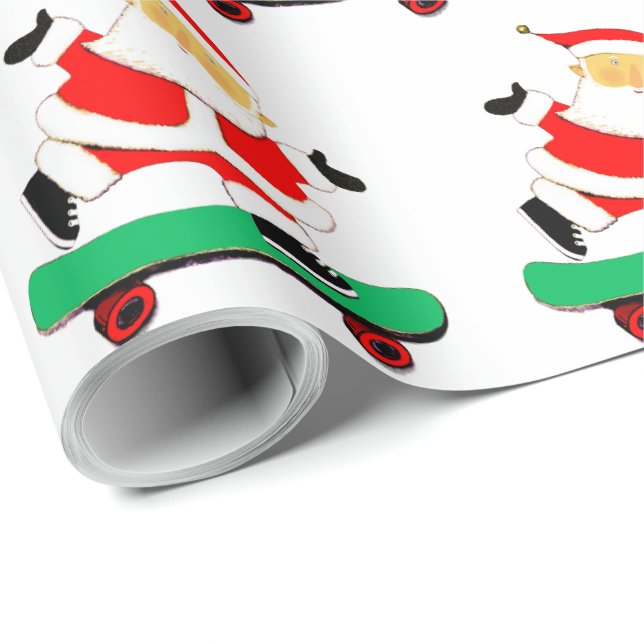 Papel De Regalo Santa en monopatín (Esquina del rollo)