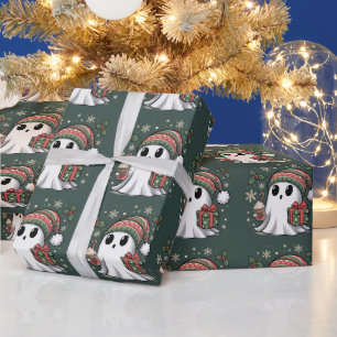 Papel De Regalo Santa Fantasma Fiesta de Navidad Xmas Halloween Fa