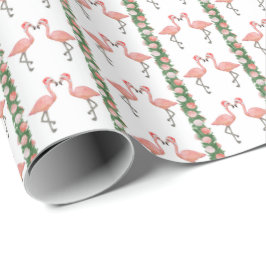 Papel De Regalo Santa Flamingos and Shells Wrapping Paper