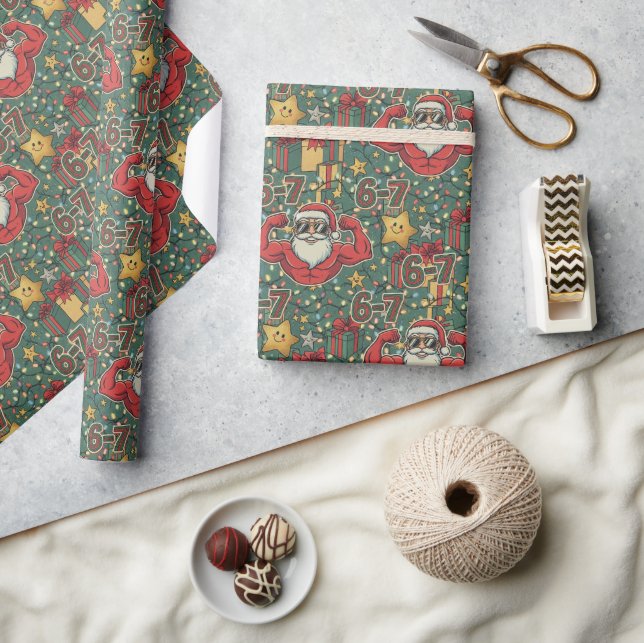 Papel De Regalo Santa Flex 6-7 Meme Navidad (Artesanía)