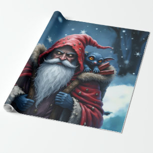 Papel De Regalo Santa Frostbite y su duende travieso.