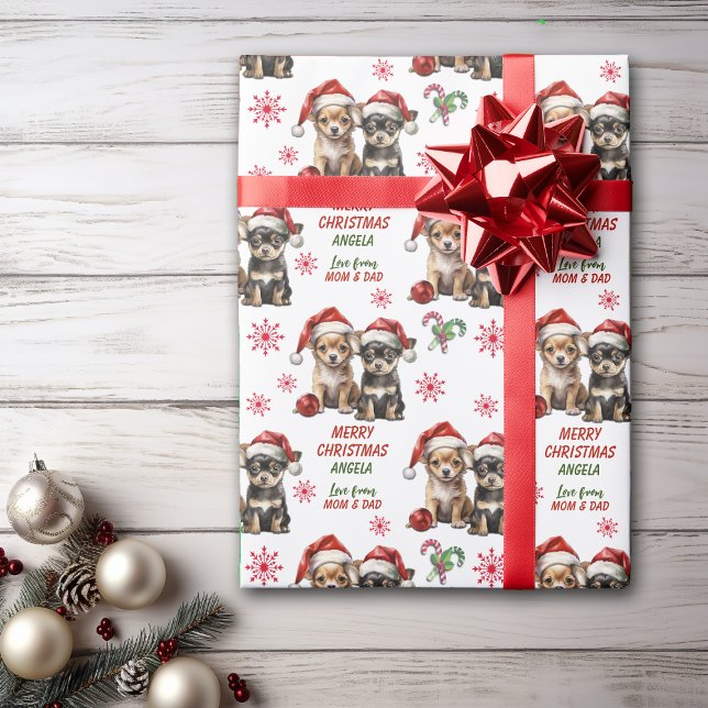Papel De Regalo Santa Hat Chihuahua Cuppies Navidades (Subido por el creador)