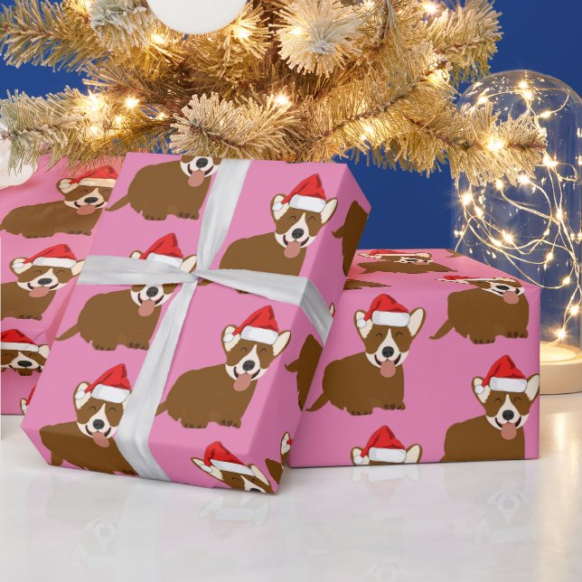 Papel De Regalo Santa Hat Corgi (Vacaciones)