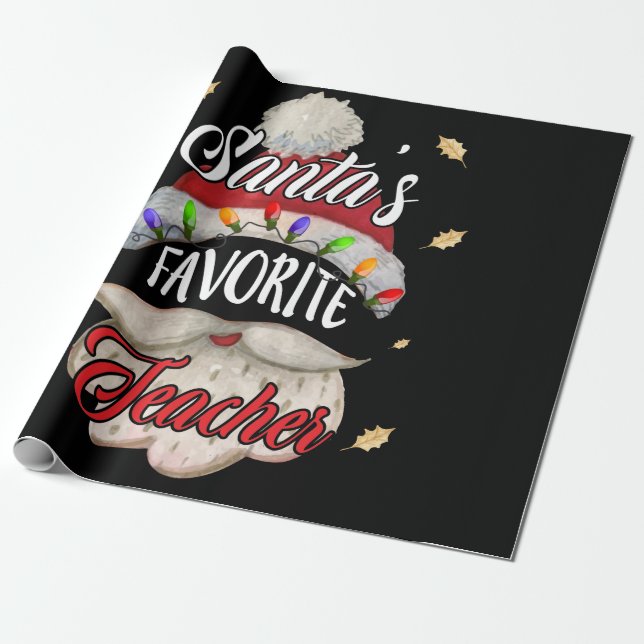 Papel De Regalo Santa Hat, el profesor favorito de Santa Hat Navid (Desenrollado)