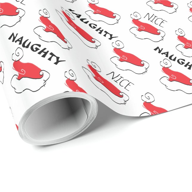 Papel De Regalo Santa Hat travieso o bonito (Esquina del rollo)