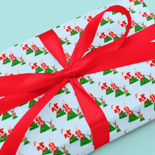 Papel De Regalo Santa Intentando Hacer Yoga con Patrón de la Sra.