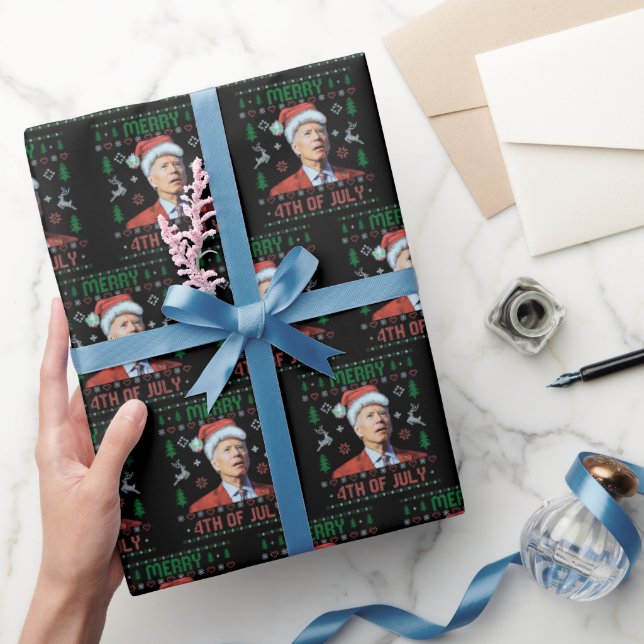 Papel De Regalo Santa Joe Biden Felices Navidades del 4 de julio (Regalar)