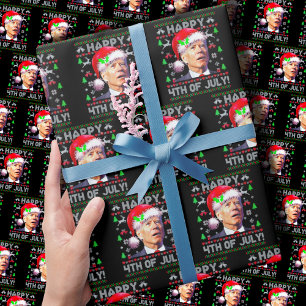 Papel De Regalo Santa Joe Biden Felices Navidades del 4 de julio
