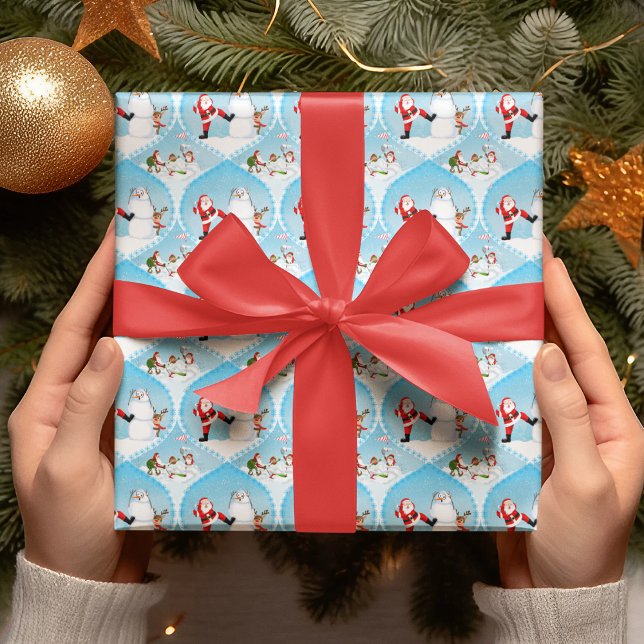 Papel De Regalo Santa Jugando A Golf, Snowman Y Renos (Santa golfs, Snowman watches, Reindeer doubts; A golfer's perfect holiday surprise!)