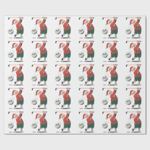 Papel De Regalo Santa jugando golf jugador de golf de Navidad 