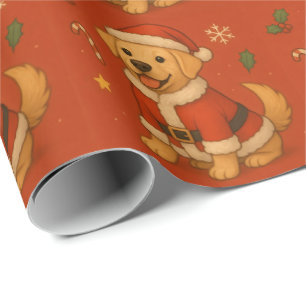 Papel De Regalo Santa Labrador Retriever Perro Navideño Lindo