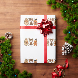Papel De Regalo Santa Leopardo Pan de Jengibre Árbol Navidad Lazo