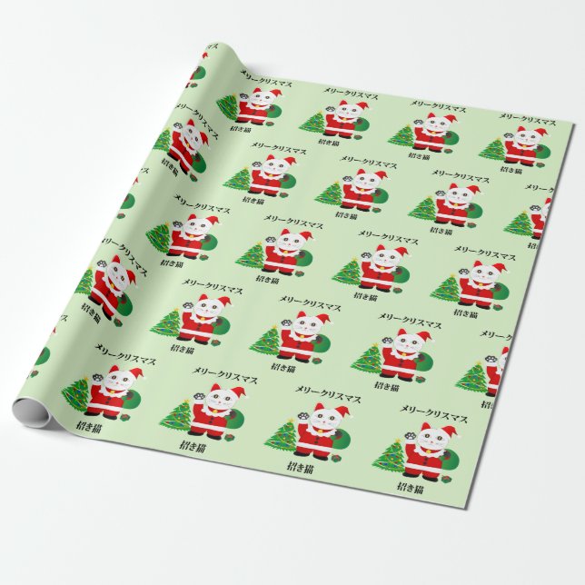 Papel De Regalo Santa Maneki Neko (Desenrollado)