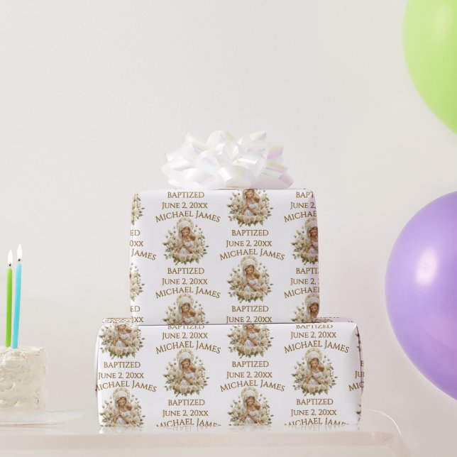 Papel De Regalo Santa María con el bautismo de Jesús de los niños (Regalos de fiesta)