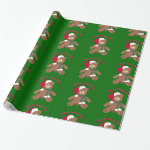 Papel De Regalo ¡Santa me ama! Oso de peluche de Navidad