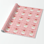 Papel De Regalo Santa Merry Christmas Nombre personalizado rosa<br><div class="desc">Este papel de envoltura de Navidades presenta un diseño de santa y estrellas. Personalizarlo con un nombre.</div>