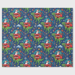 Papel De Regalo Santa montado en un dinosaurio diseño divertido de
