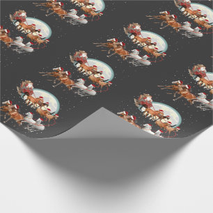 Papel De Regalo Santa montando caballos, trineo ecuestre
