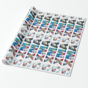 PAPEL DE REGALO SANTA MUSICAL Y FIESTA NOCTURNA DE SNOWMAN XMAS