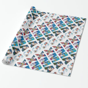 PAPEL DE REGALO SANTA MUSICAL Y FIESTA NOCTURNA DE SNOWMAN XMAS