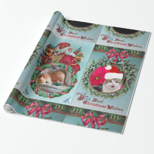 PAPEL DE REGALO SANTA, NAVIDADES CORONES, PLANTILLA DE FOTOS DE RI