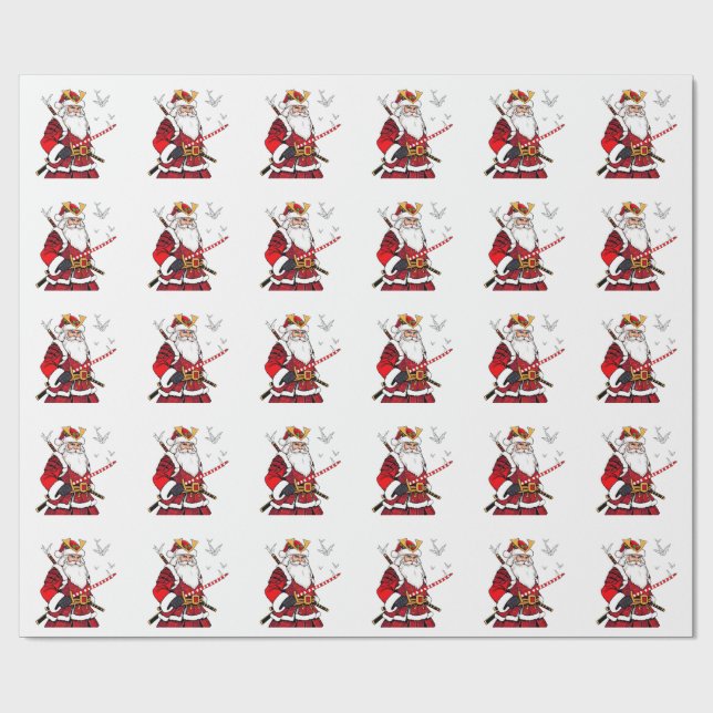 Papel De Regalo Santa Navidades Santa Claus Arte Japonés Samurai (Superficie plana)