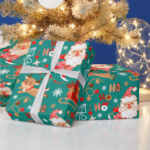 Papel De Regalo Santa navideño festivo y reno