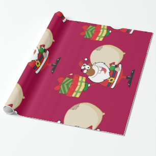 Papel De Regalo Santa negro con los regalos