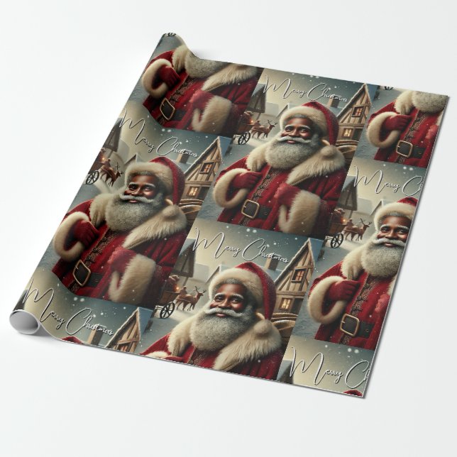 Papel De Regalo Santa Nostálgica (Desenrollado)