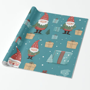 Papel De Regalo Santa presenta árboles y Navidades de nieve
