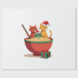 Papel De Regalo Santa Ramen Cats Anime Navidad Xmas Niños Chicas M