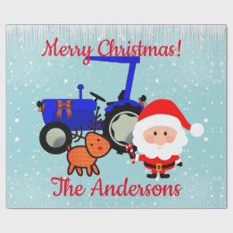 Papel De Regalo Santa, reno y tractor de granja lindos