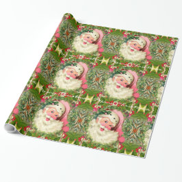 Papel De Regalo Santa Rosa de época para Navidades de 30" x 15"
