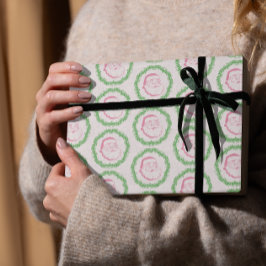 Papel De Regalo Santa rosa vintage enmarcada por una Navidad de fl