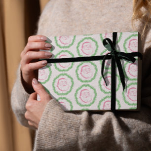 Papel De Regalo Santa rosa vintage enmarcada por una Navidad de fl