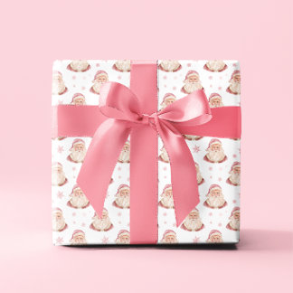 Papel De Regalo Santa Rosa Vintage Retro Navidad Copo de Nieve