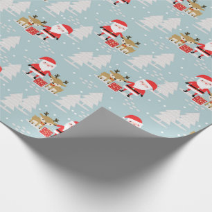 Papel De Regalo Santa Rudolfo y pinos