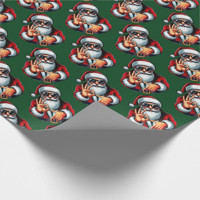 Papel De Regalo Santa Shades & 6–7 Sign – Bold Christmas Pattern (Esquina)