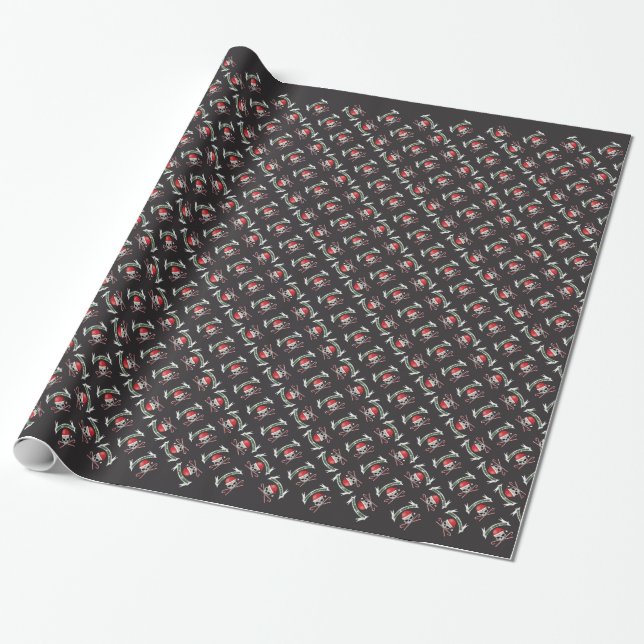 Papel De Regalo Santa Skull - Feliz Navidad (Desenrollado)