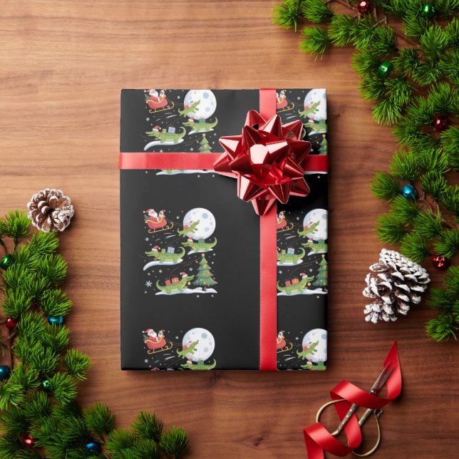 Papel De Regalo Santa Sleigh Riding Alligator Christmas Funny Xmas (Regalo de vacaciones)