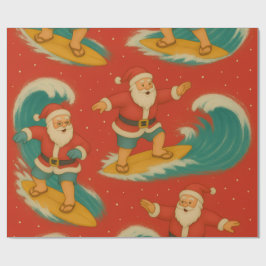 Papel De Regalo Santa Surf's Up