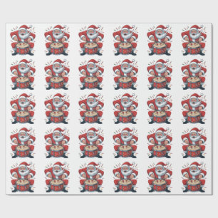 Papel De Regalo Santa tocando la batería Baterista de Navidad Xmas