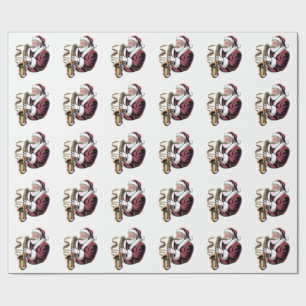 Papel De Regalo Santa tocando saxofón Músico de Navidad Saxofonist