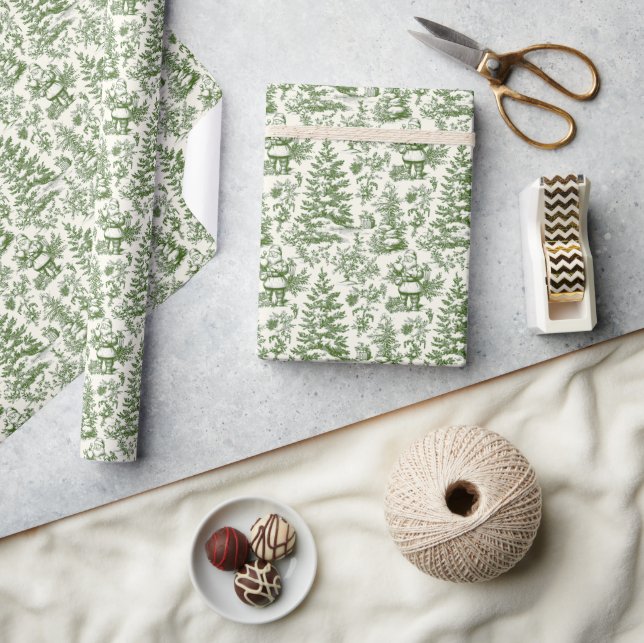 Papel De Regalo Santa Toile de Navidad Verde (Artesanía)